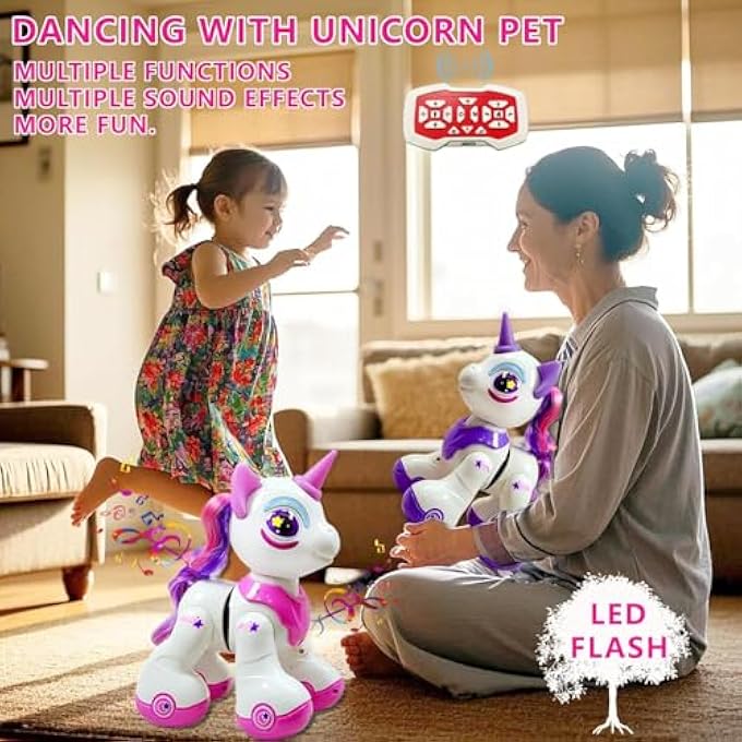 rayihni RC UNICORN TOY  REMOTE-CONTROLLED UNICORN WITH LIGHTS & MUSIC, DANCING & WALKING ROBOT TOY FOR KIDS  RECHARGEABLE USB BODY & REMOTE CONTROL CAR - Image 3